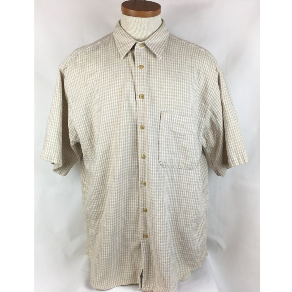 JJ Farmer Shirt Size L Beige Linen Blend
